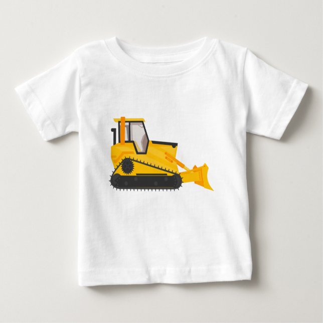 Camiseta Para Bebê Máquina de Construção Bulldozer (Frente)