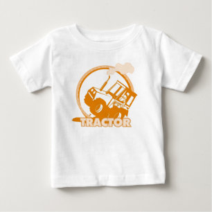 Camiseta Para Bebê Máquina de Fazenda de Trator Laranja