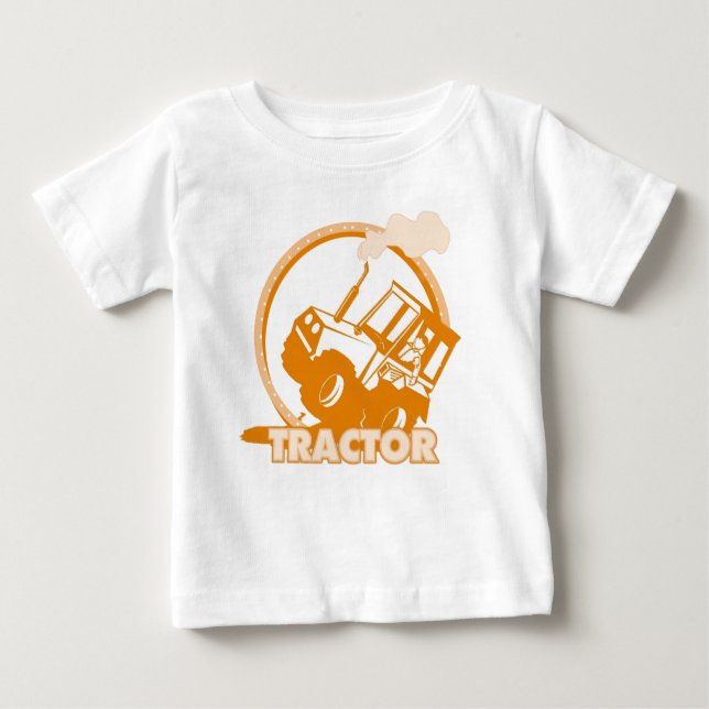 Camiseta Para Bebê Máquinas Agrícolas Trator Laranja (Frente)