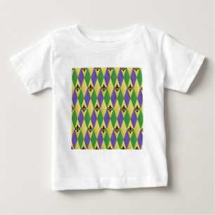 Camiseta Para Bebê Mardi Gras Harlequin Fleur De Lis