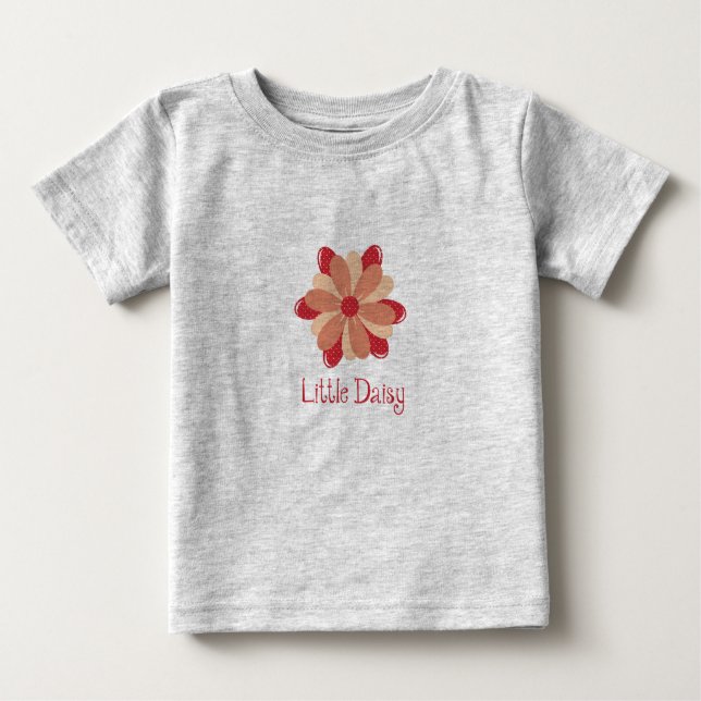 Camiseta Para Bebê margarida de flores, vermelho-doce (Frente)