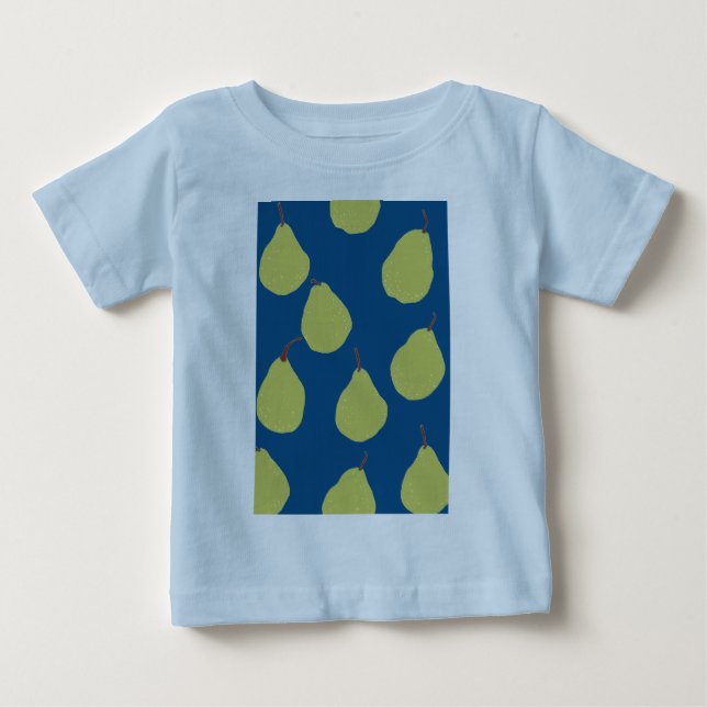 Camiseta Para Bebê marinho de pera e verde (Frente)