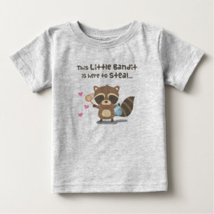 Camiseta Para Bebê Mascote de Amor Fofo Guaxinim Ladrão Mascarado par