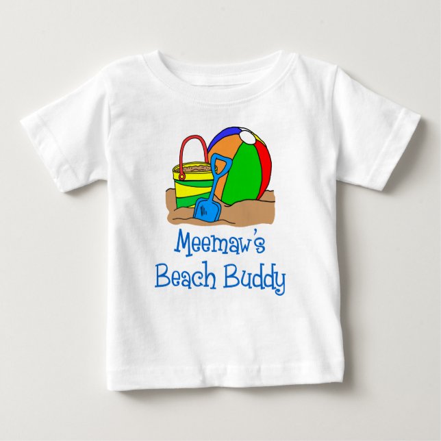 Camiseta Para Bebê Meemaw's Beach Buddy (Frente)