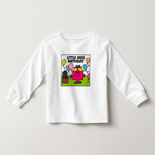 Camiseta Para Bebê Menina Birthday | Apresenta e balões (Frente)