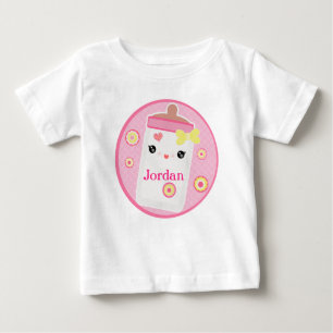 Camiseta Para Bebê Menina de Garrafa Kawaii Personalizada