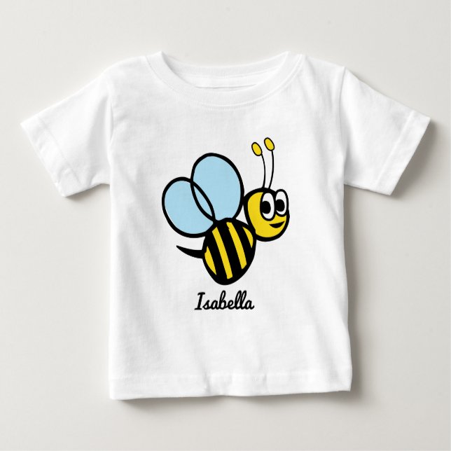 Camiseta Para Bebê Meninas Abelha Amarela Fofo Personalizado (Frente)