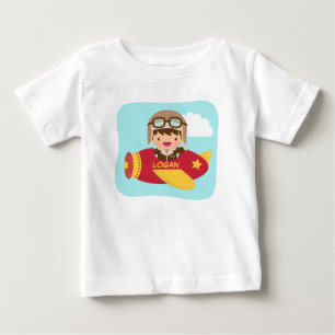 Camiseta Para Bebê Menino Aviador Fofo Avião Para Bebês Meninos