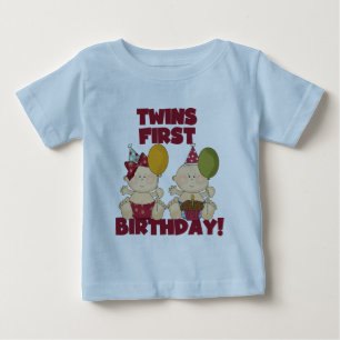 Camiseta Para Bebê Menino do primeiro aniversario dos gêmeos/t-shirt