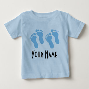 Camiseta Para Bebê Menino gêmeo pegadas personalizadas do bebê