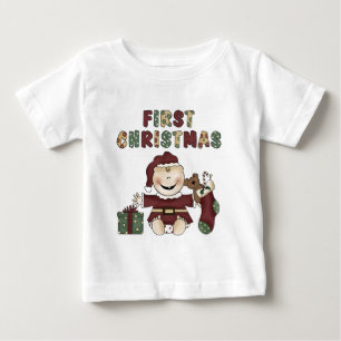 Camiseta Para Bebê Menino Primeiro Natal