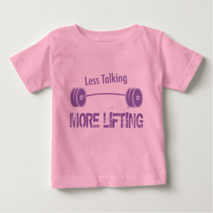 Camiseta Para Bebê Menos fala, levantando