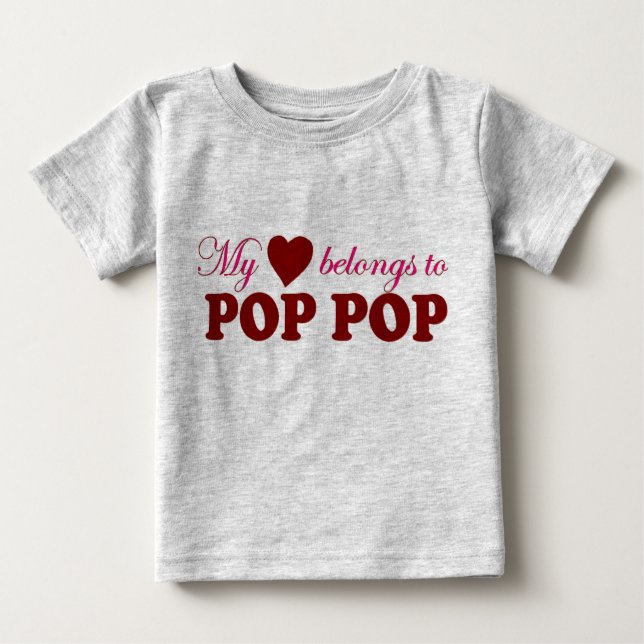 Camiseta Para Bebê Meu coração pertence ao pop do pop (Frente)