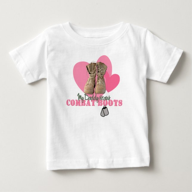Camiseta Para Bebê Meu pai veste botas de combate (Frente)
