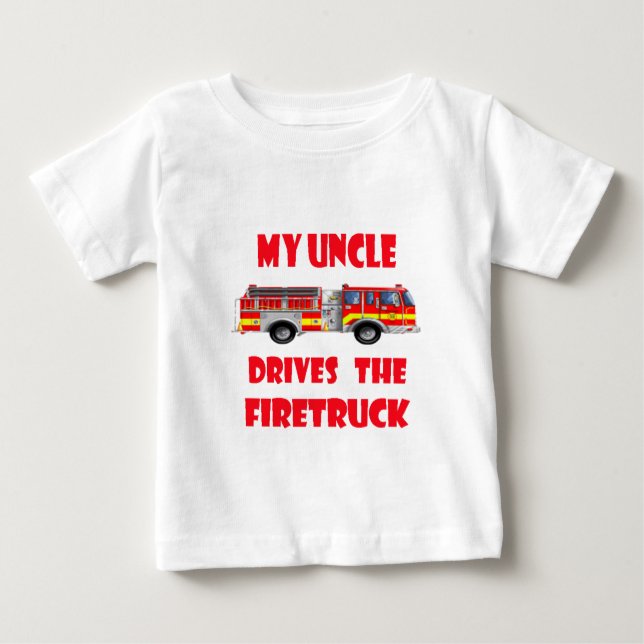Camiseta Para Bebê Meu tio Condução o Firetruck (Frente)
