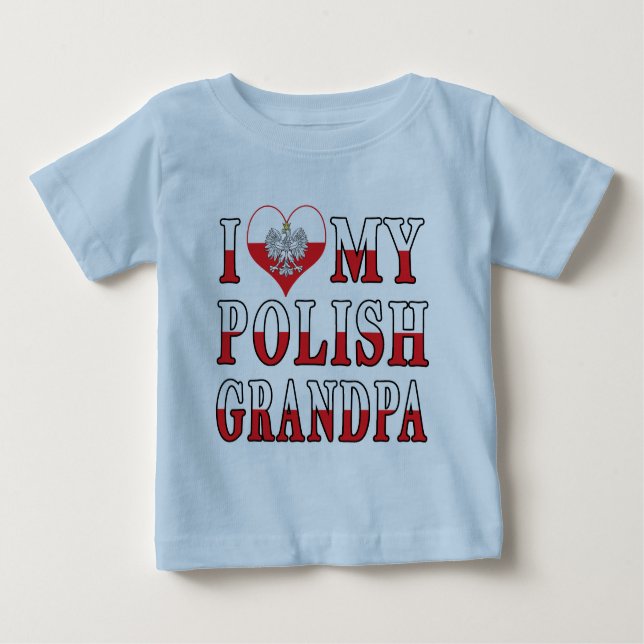 Camiseta Para Bebê Mim coração meu vovô polonês (Frente)