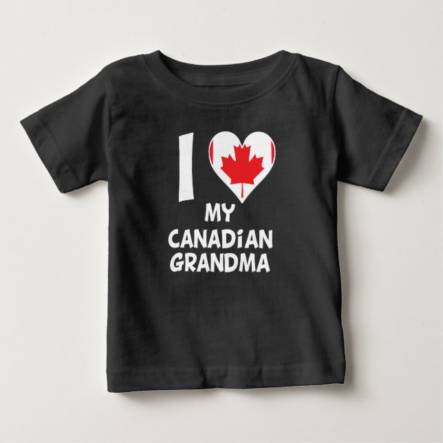 Camiseta Para Bebê Mim coração minha avó canadense (Frente)