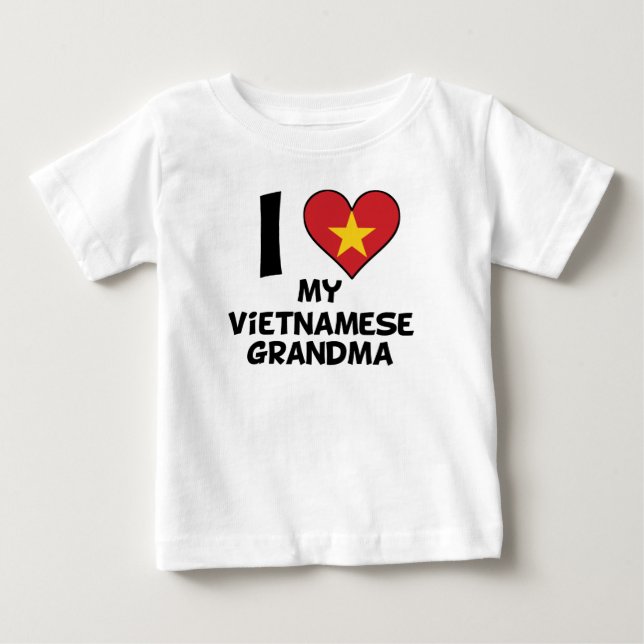 Camiseta Para Bebê Mim coração minha avó vietnamiana (Frente)