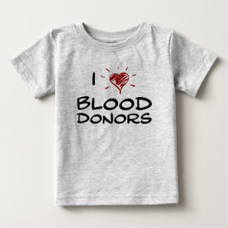 Camiseta Para Bebê Mim doadores de sangue do coração