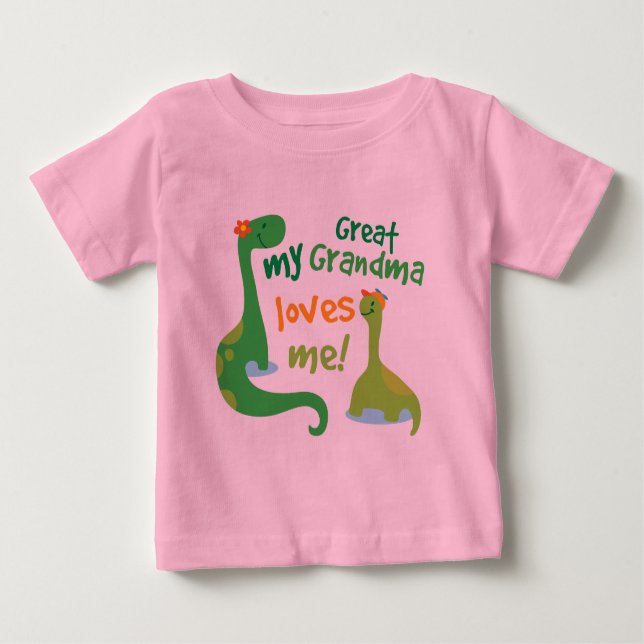 Camiseta Para Bebê Minha avó do excelente ama-me dinossauro (Frente)