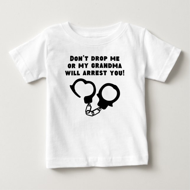 Camiseta Para Bebê Minha avó prendê-lo-á (Frente)