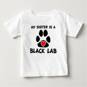 Camiseta Para Bebê Minha Irmã É Um Laboratório Preto