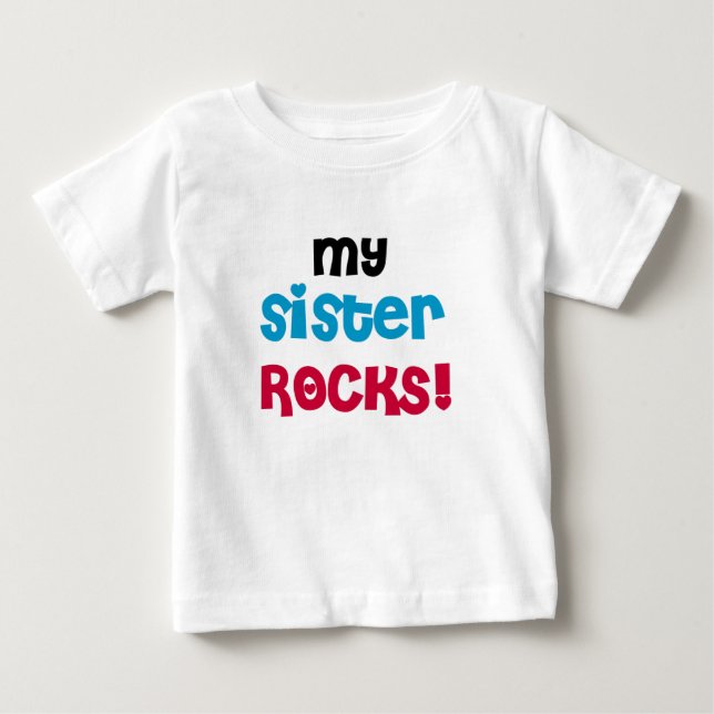 Camiseta Para Bebê Minha Irmã Rocks (Frente)