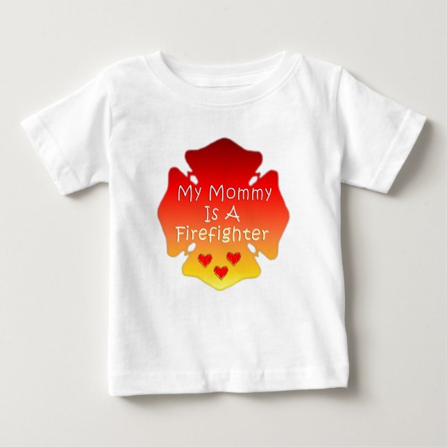 Camiseta Para Bebê Minha mamãe é um sapador-bombeiro (Frente)