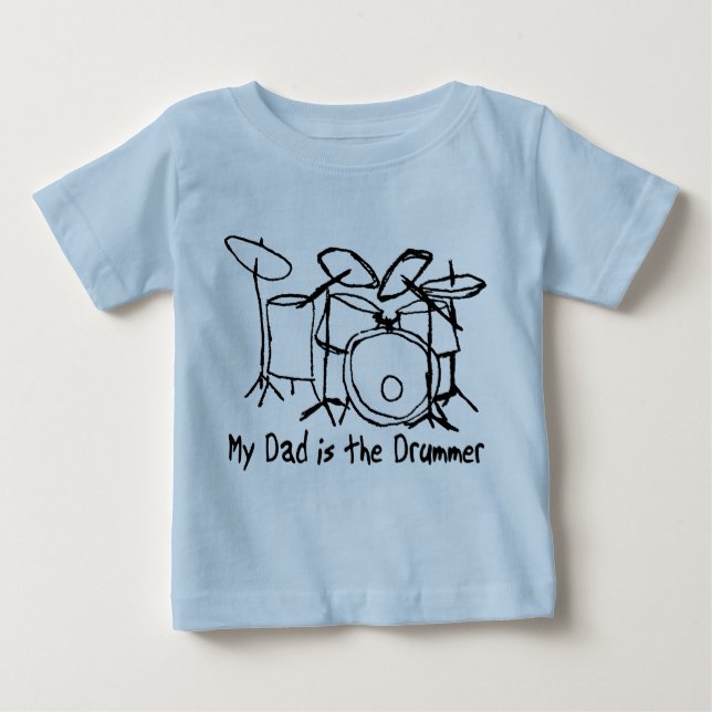 Camiseta Para Bebê Minha Pai é o Drummer (Frente)