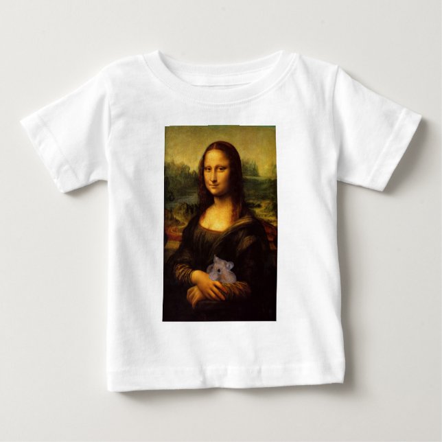 Camiseta Para Bebê Mona Lisa Com Hamster (Frente)