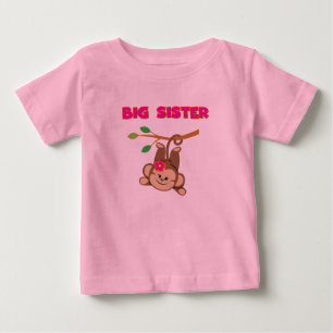 Camiseta Para Bebê Monkey Big Sister