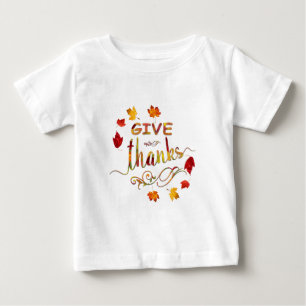 Camiseta Para Bebê Monograma de Ação de Graças Russo aos Obrigados