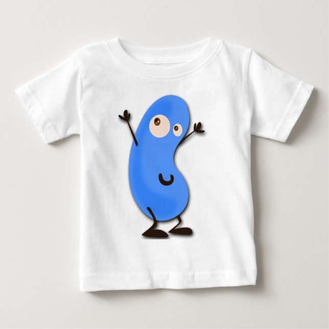 Camiseta Para Bebê Monstro azul bonito do feijão (Frente)