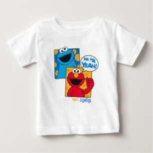 Camiseta Para Bebê Monstro Come Biscoitos & Elmo   Ha Ha Sim
