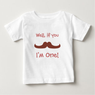 Camiseta Para Bebê Moustache bonito, eu sou um, primeiro aniversário