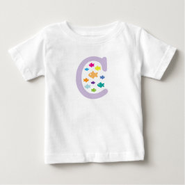 Camiseta Para Bebê Muitos peixes no "C"_peixes dourados multicolorido