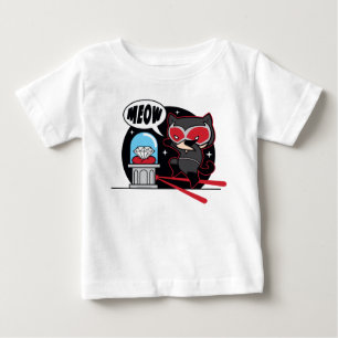 Camiseta Para Bebê Mulher-Gato De Chibi Roubando Um Diamante