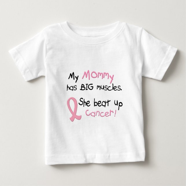 Camiseta Para Bebê MÚSCULOS GRANDES do cancro da mama 1,1 mamães (Frente)