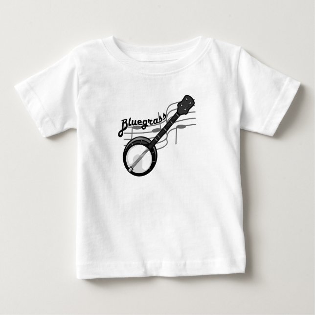 Camiseta Para Bebê Música Bluegrass com banjo (Frente)