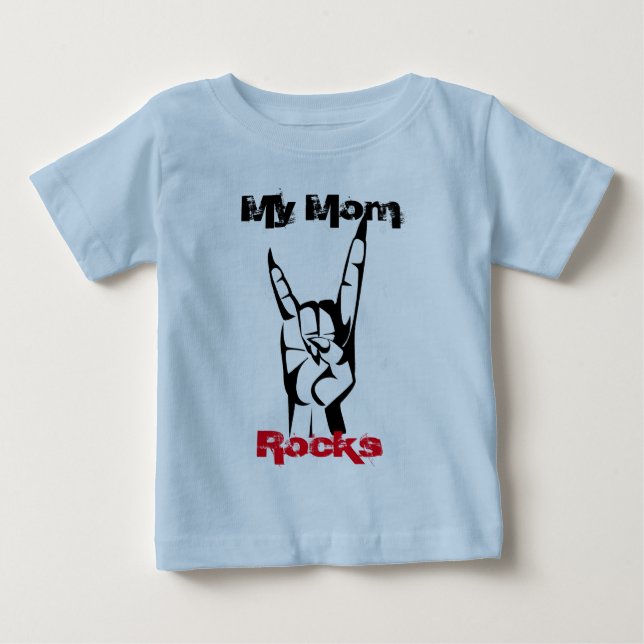 Camiseta Para Bebê My mom rocks (Frente)