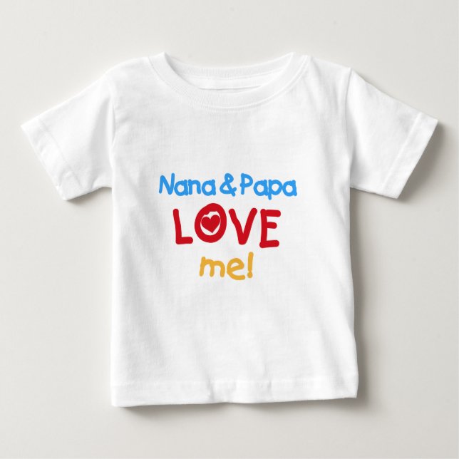 Camiseta Para Bebê Nana e a papá amam-me (Frente)