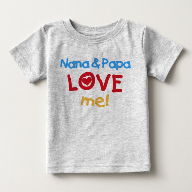 Camiseta Para Bebê Nana e a papá amam-me (Frente)
