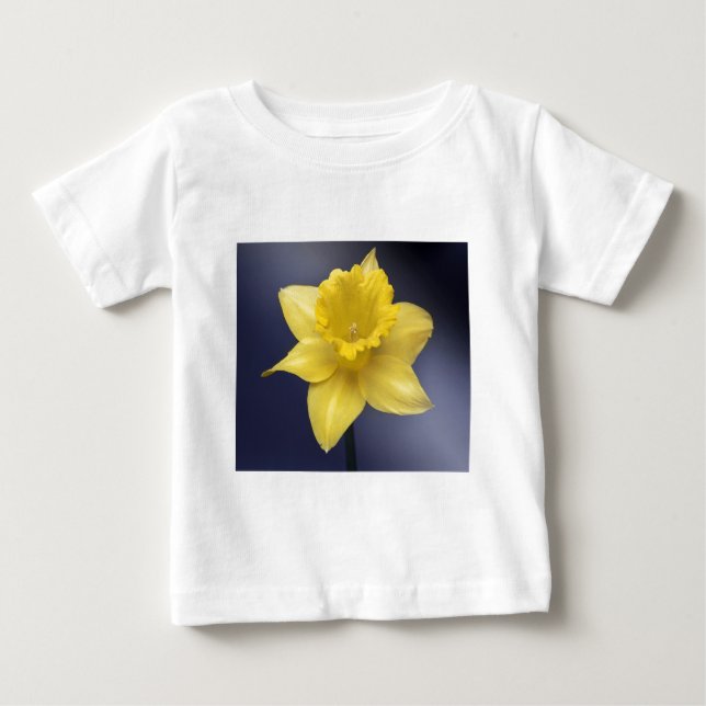 Camiseta Para Bebê Narciso Amarelo Flor Pintor aquoso Floral (Frente)