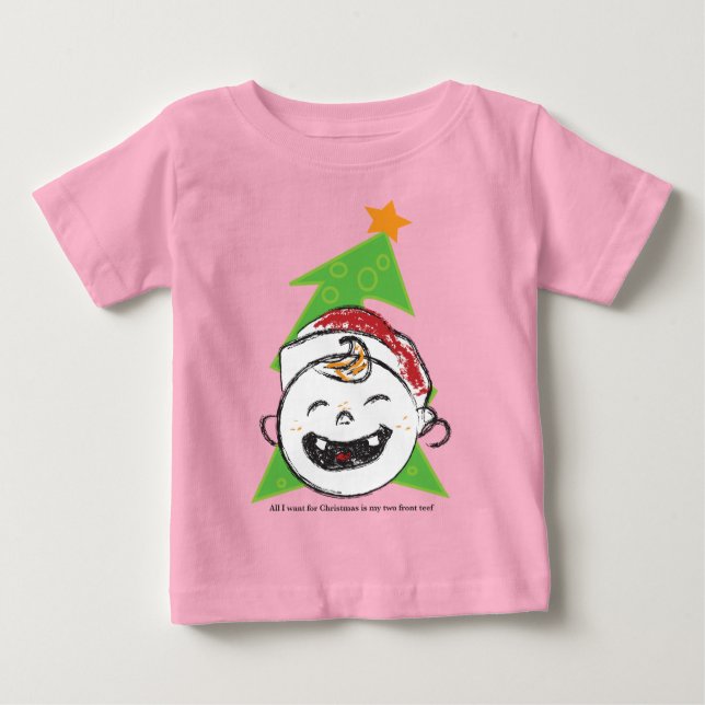 Camiseta Para Bebê Natal de Teef de Duas Frentes (Frente)