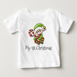 Camiseta Para Bebê Natal do bebê do duende do Natal meu primeiro
