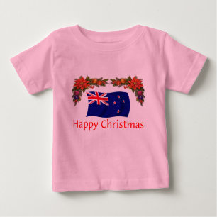 Camiseta Para Bebê Natal feliz de Nova Zelândia