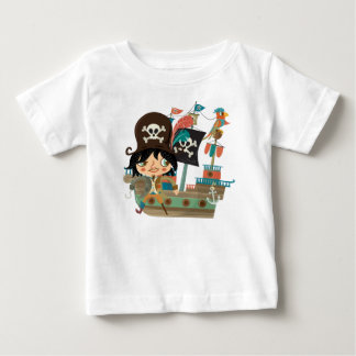 Camiseta Para Bebê Navio Pirata e Pirata