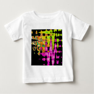 Camiseta Para Bebê Neon Glitch Abstrato Art Impressão