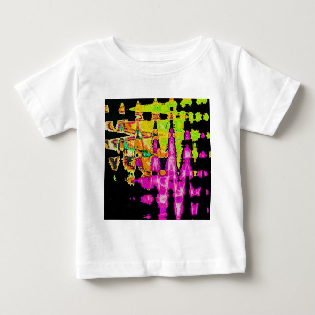 Camiseta Para Bebê Neon Glitch Abstrato Art Impressão (Frente)