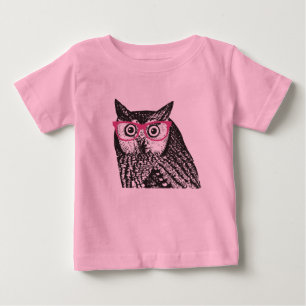 Camiseta Para Bebê Nerd Bird Vintage Graphic Owl Baby Creeper
